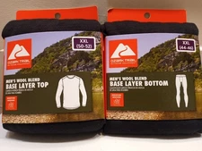 Ozark Trail Men's Wool Blend (2XL) Black Base Layer Combo Set-Bonus buy!