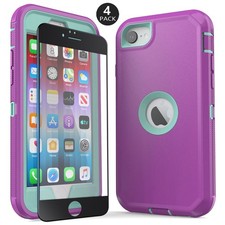 Purple For iPhone SE 3rd 2022 SE 2nd 2020 Case Shockproof Cover Screen Protector