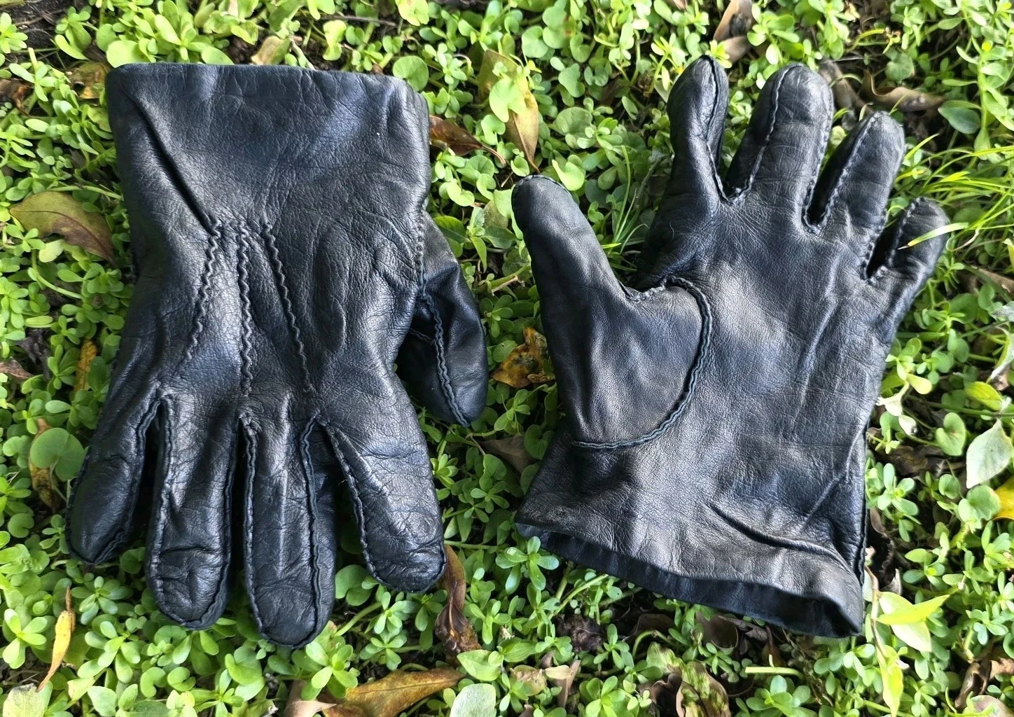 VTG Polo Ralph Lauren Sheepskin Leather Black Gloves Cashmere Lining Mens XL