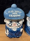 Set Of  Ask Grandma & Ask Grandpa Cookie Jars Enesco Japan No Chips — photo 3