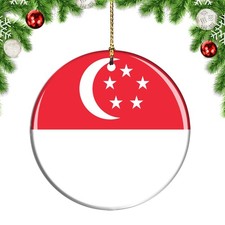 Singapore Flag Round Christmas ornament city travel souvenir