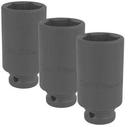 3x TECPO SCHLAGSCHRAUBER NÜSSE 1/2 ZOLL KRAFT SECHSKANT STECKSCHLÜSSEL NUSS 30mm