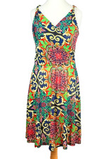 Mandala Print Summer Dress Short Midi Vintage Boho Festival Hippie Paisley Retro