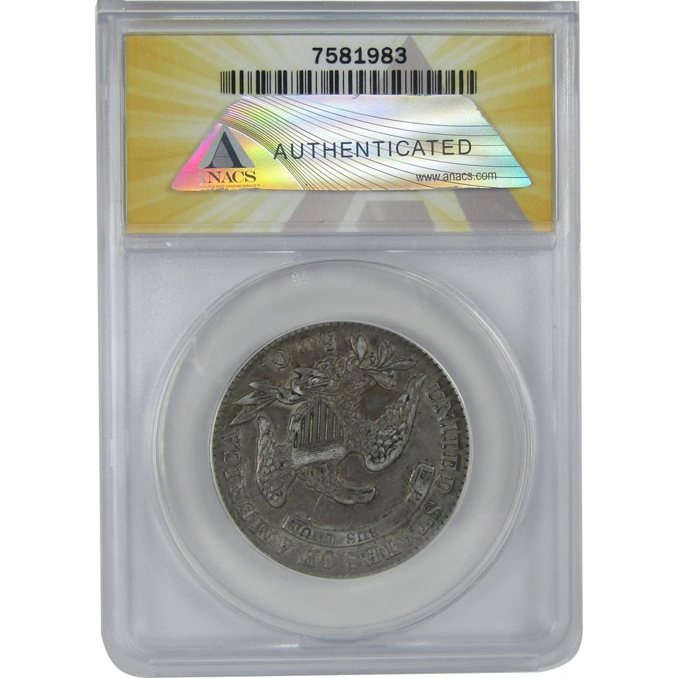 Серебряная монета номиналом 50 центов 1832 с изображением бюста и крышкой AU 50 детализация ANACS SKU:I16159 - Изображение 2 из 4