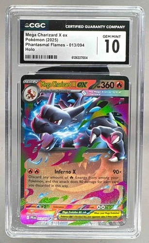 7004 Mega Charizard X ex 2025 Pokemon Phantasmal Flames #013 Holo CGC 10