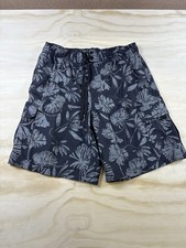 OP Ocean Pacific Men s Medium Swim Trunks Black Print Lined Board Shorts