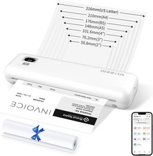 A4 Portable Thermal Printer Bluetooth Wireless Inkless Built-in Paper Roll Bin