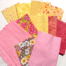 ONE POUND Cotton  Cotton Blend Fabric Bundle Remnants 11pcs range from 5" - 19"