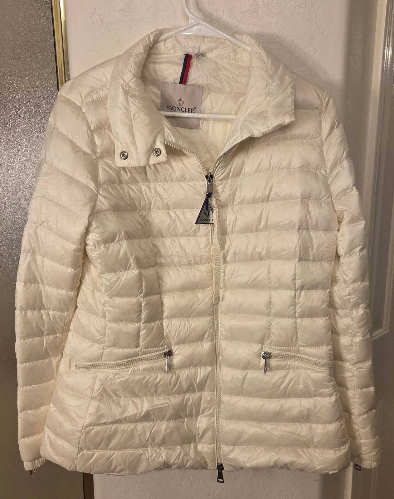 Moncler — New! Moncler 'Safre Giubbotto' Down Puffer Jacket Ivory Womens 3 / L MSRP $1390
