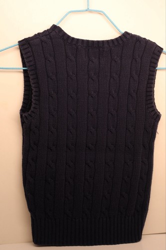 Chaps Sweater Vest Boys Size 7 Navy Blue V-Neck - Picture 6 of 8
