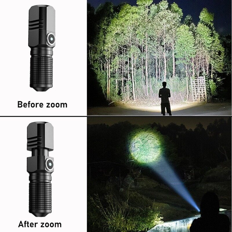 Powerful Led Flashlight XHP70 4Core Built in Battery Shot Long Smart EDC Torch - Picture 3 of 21