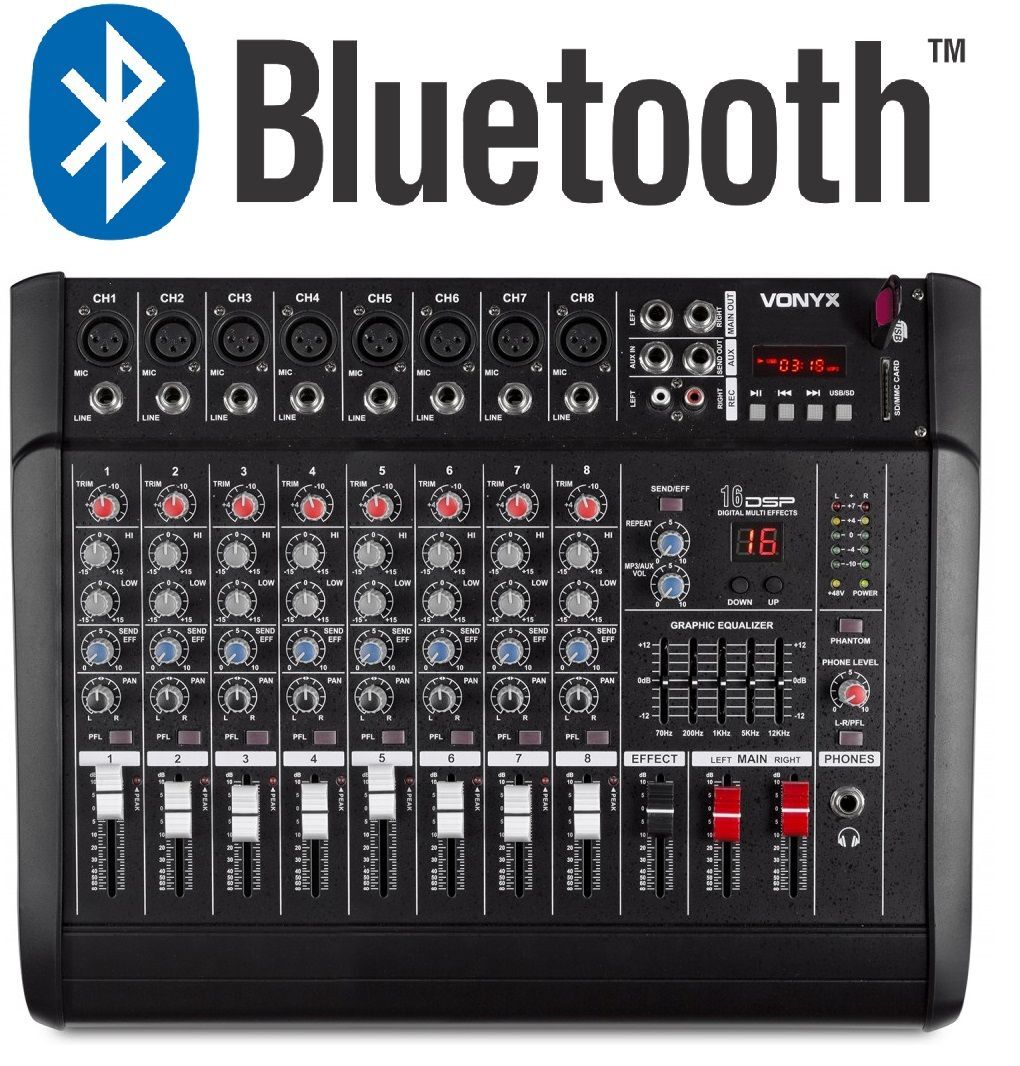 😍 MIXER AUDIO AMPLIFICATO 1000W 8 canali CON EFFETTI FX DSP+ USB dj pianobar