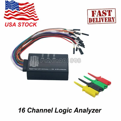 Mini 16 Logic Analyzer USB 100M Max Sample Rate 16CH Version 1.1.34 USA-ship