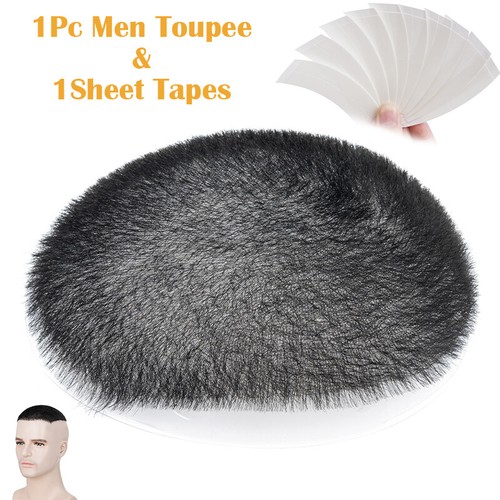 Mens Toupee Human Hair Systems Thin Skin PU Hair Piece Replacement Buzz Cut/Back - Picture 16 of 18