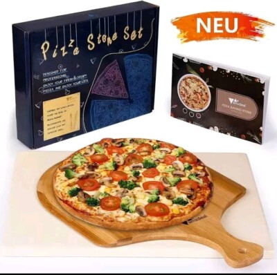 Pizza Stein Set für Backofen und Grill, Amzdeal 30*38*1,5 CM  Pizzasteinset .