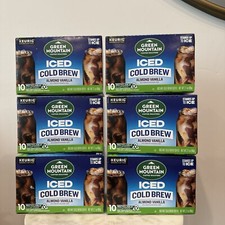 6 Packs Green Mountain Almond Vanilla Iced Cold Brew K-Cup Coffee Pods 60 Pods