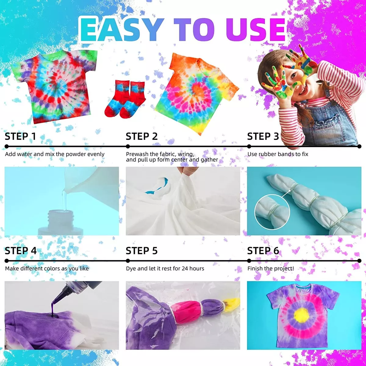 Adebena Tie Dye Kit, 18 Colors Tie Dye Kit for Kids and Adults