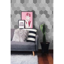 Hexagon Illusion Pattern self-adhesive white and black wall mural self adhesive