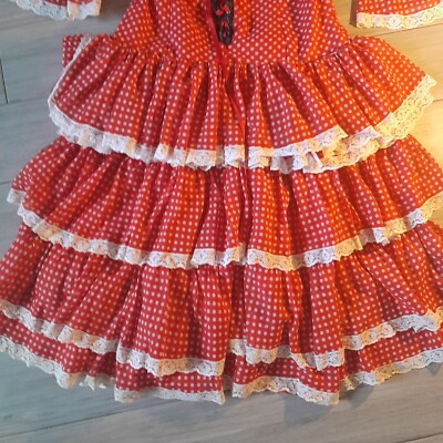 Women's Vintage Country Western/Prarie Red Poke A Dot Dress