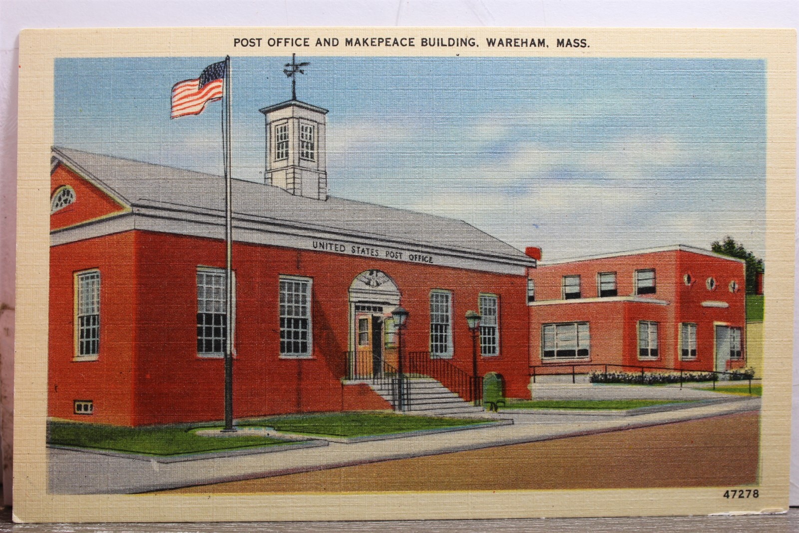 Massachusetts MA Wareham Post Office Makepeace Postcard Old Vintage
