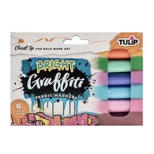 Graffiti Fabric Markers Chisel Tip 6pk Brights Premium Quality Ink Permanent ...