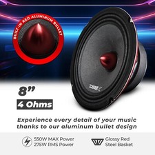 NEW DS18 PRO-X8.4BM 8" Midrange Speaker 550 Watt 4-ohm Mid Loudspeaker Car Audio
