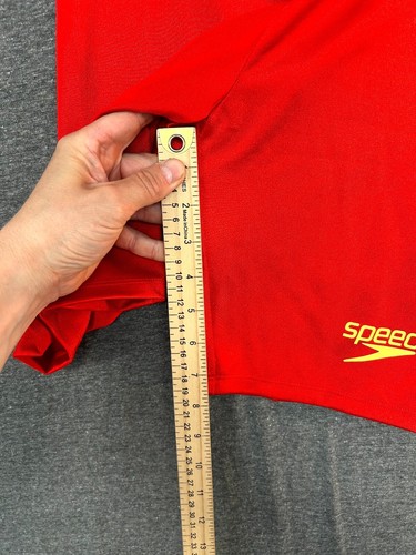 Forever 21 Speedo pantaloncino da bagno uomo rosso medio elasticizzato piatto davanti vita media pull-on - Foto 4 di 8