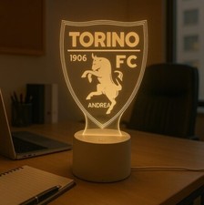 Lampada Plexiglass Torino Calcio e Nome Personalizzato Luce LED Camera 7 Colori