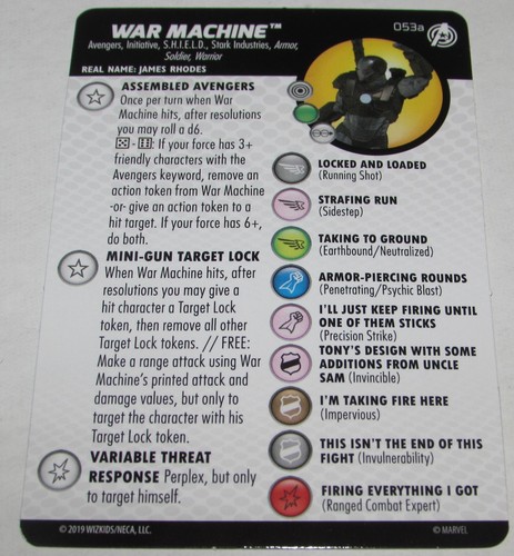 WAR MACHINE 053A Captain America and the Avengers Marvel Heroclix Super Rare - Picture 2 of 3