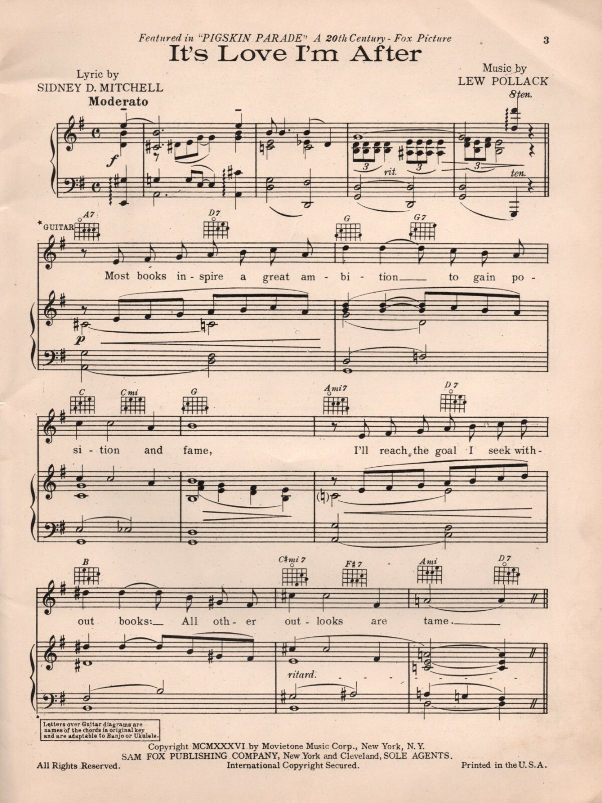 Judy Garland (Film Debut) "PIGSKIN PARADE" Lew Pollack 1936 Movie Songbook