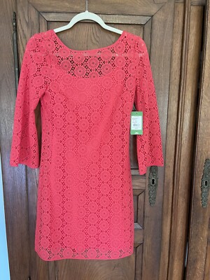 NWT Lilly Pulitzer Topanga dress $168 coral lace Small | eBay