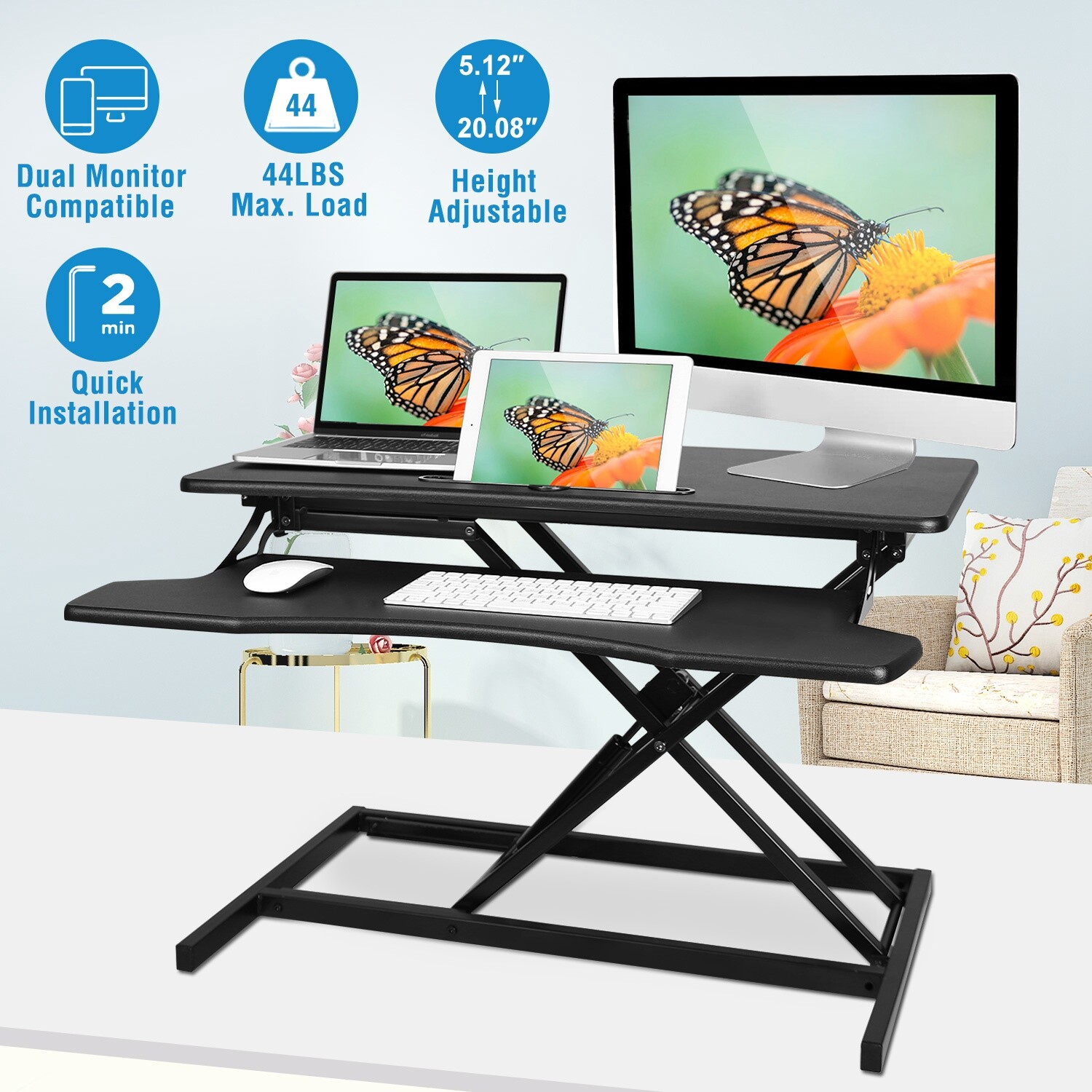 Heavy Duty Adjustable Desk Monitor Riser Stand Station for Tables-image