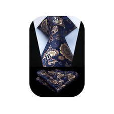 Ties for Men Paisley Tie Handkerchief Set Woven Classic Business Gold Mens Ne...