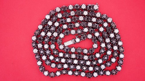 Black Diamond Tennis Necklace Chain 36 