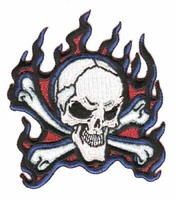 AufnäHer Totenkopf Flammen 8 X 8 Cm Patch