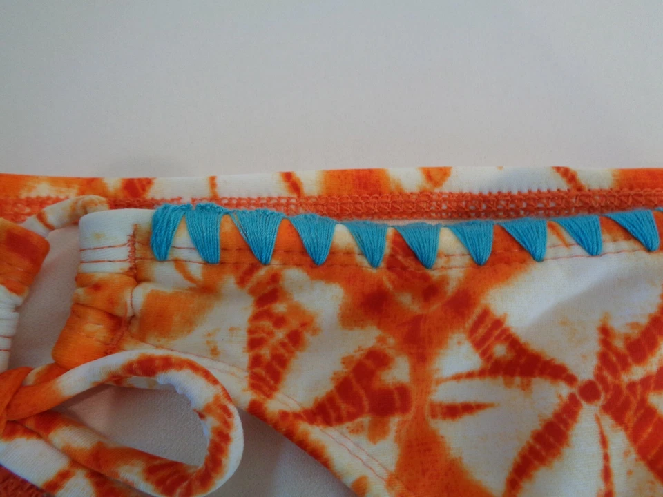 Parte inferior de biquíni Hobie tamanho grande ESTILO HS3BE95 laranja azul nova feminina amarração lateral - Imagem 3 de 4