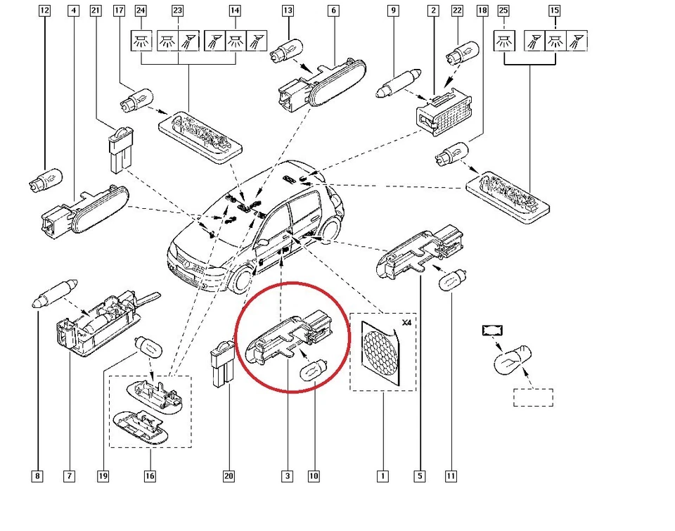 Eclairage de porte pour Renault Sc�nic II et III Megane II et III et Clio III - Photo 3/3