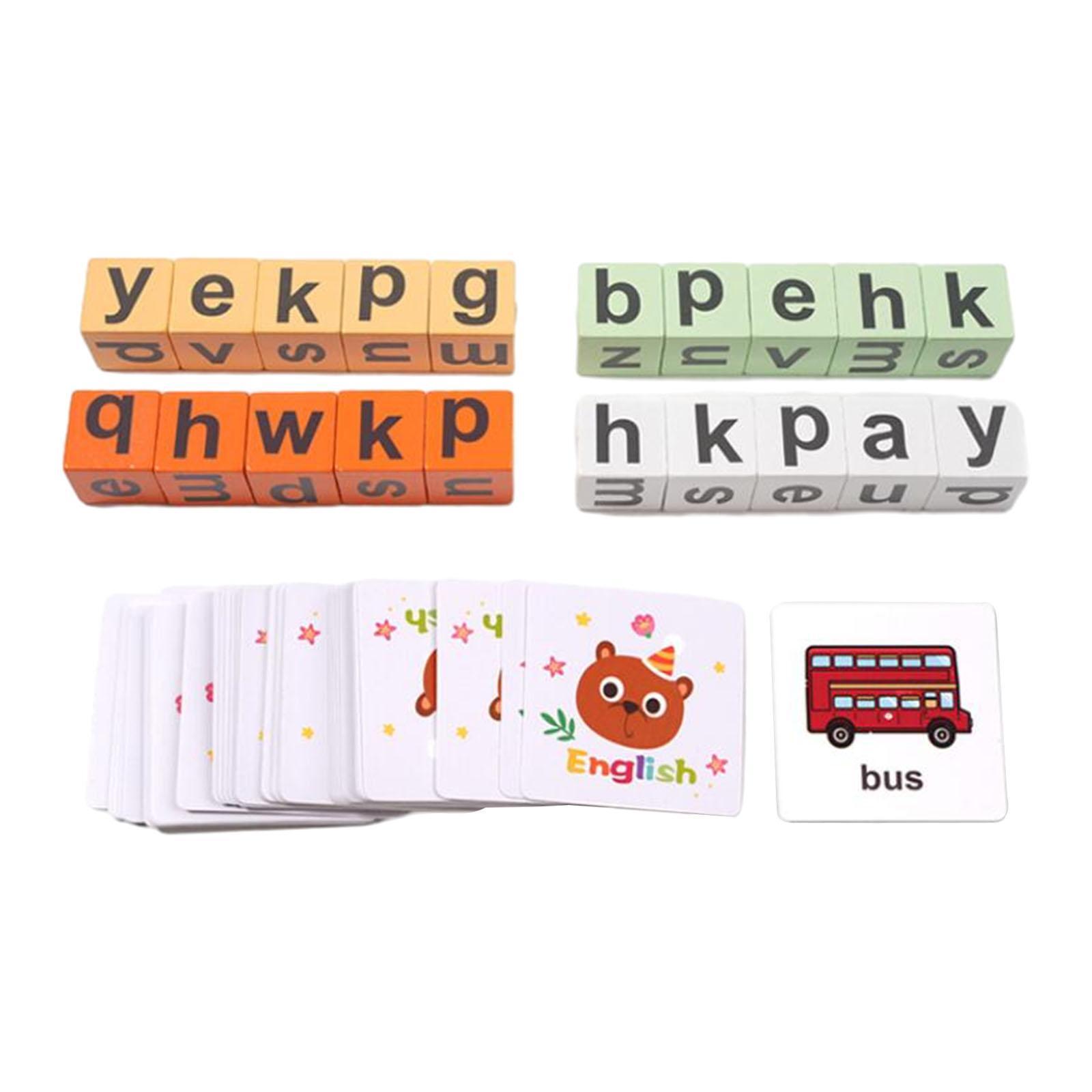 Montessori Toy Spelling Blocks Game Imagination Matching Letter Game ...