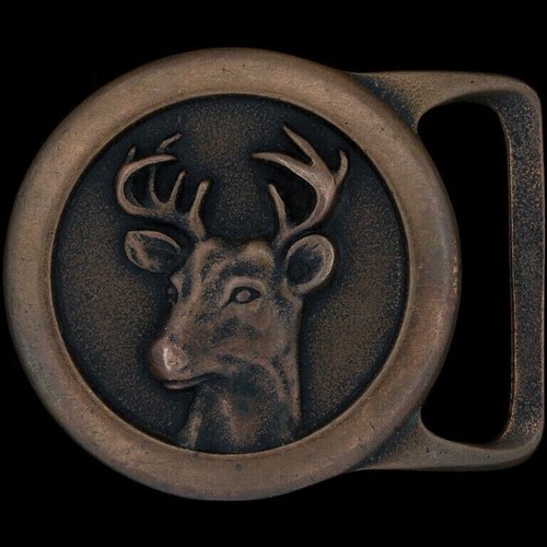 Brass Tech Ether Guild Whitetail Deer Doe Hunter Hippie 70s Vintage Belt Buckle