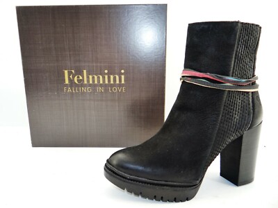 Felmini JANICE Damen Schuhe Plateau Ankle Boots Boot Stiefelette Schwarz Gr.39