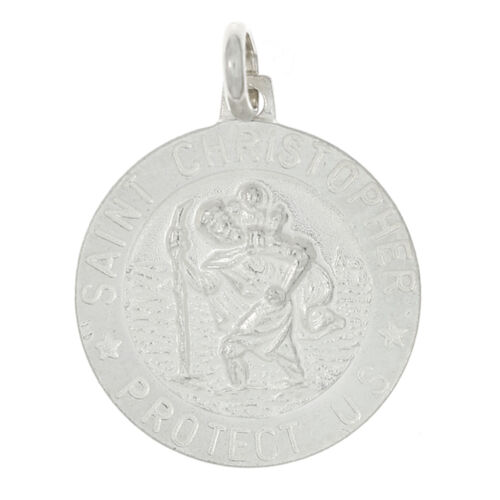 Sterling Silver Saint Christopher Medallion Charm Pendant - Photo 1 sur 4