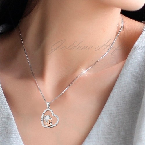 Halskette Damen Silber Herz Elefant Anhänger Kette 925 mit Zirkonia Echtschmuck - Bild 3 von 4