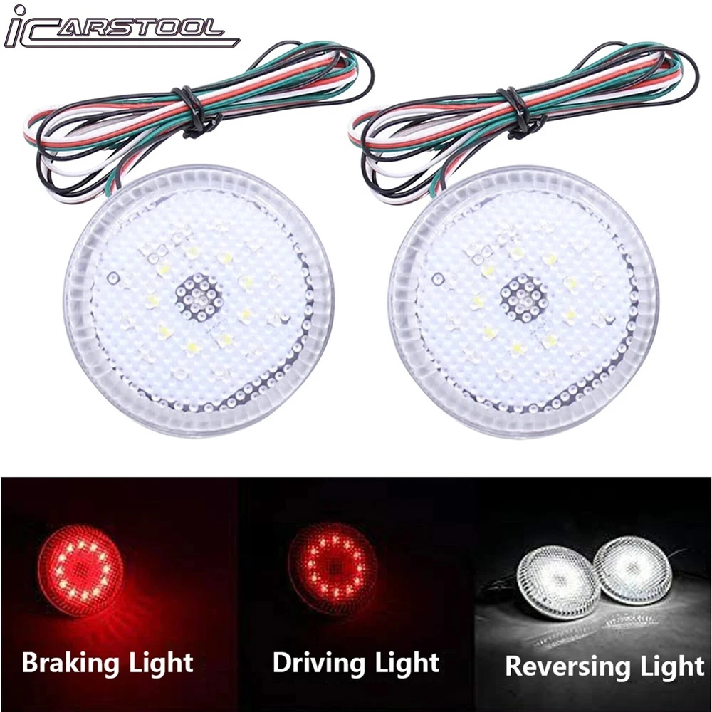 2x Clear Lens 24-SMD LED Rear Bumper Reflector Tail Brake Backup Lights fog Lamp For Toyota Corolla OEM#8191002040,81910-02040,TO2830104,6982751716192