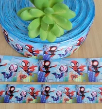 7/8, 1 & 1.5" (1 YD) Spidey Grosgrain Ribbon Friends Spin Trace-E Gwen Spider