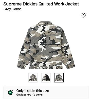 SUPREME x Dickies Quilted Work Jacket Grey Camo Size Large SUPREME x Dickies Quilted Work Jacket Grey Camo Size Large