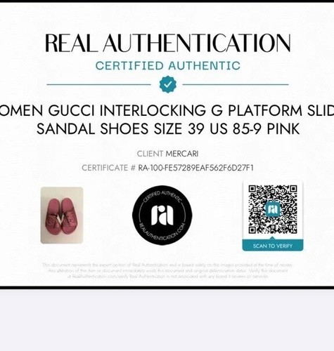 Women GUCCI Interlocking G Platform Slides Sandal Shoes Size 39 US 8.5-9 PINK - Picture 9 of 9