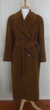 Luxury Merino Brown Wool Wrap Belted Double Breasted Cinzia Rocca Italy Max 40"