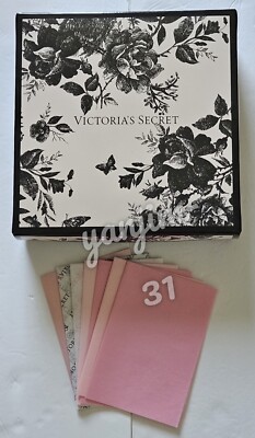 VICTORIA SECRET GIFT BOX + TISSUE - LOT OF 2 - PAPER - MEDIUM - FLORAL DESIGN