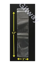 3" x 12" Reclosable Resealable Zip Top Lock Clear Plastic Poly 3x12 Bags 2 ML
