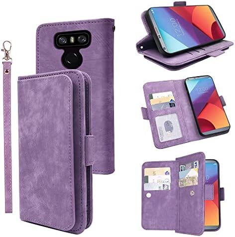 Compatible with LG G6 Wallet Case Wrist Strap Lanyard Leather Flip Card Holder S